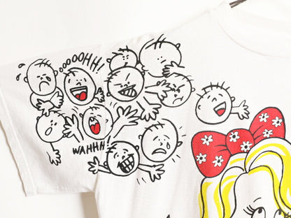90s FREEZE キャラクター プリント 半袖 Tシャツ メンズ L / 90年代 オールド 当時物 イラスト グラフィック シングルステッチ メッセージ