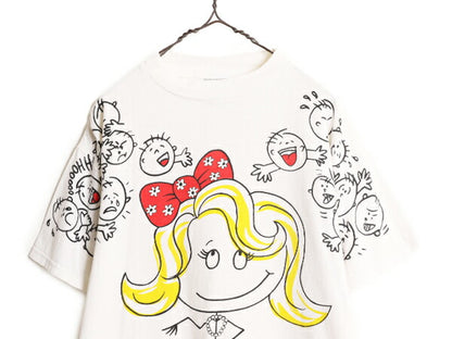 90s FREEZE キャラクター プリント 半袖 Tシャツ メンズ L / 90年代 オールド 当時物 イラスト グラフィック シングルステッチ メッセージ