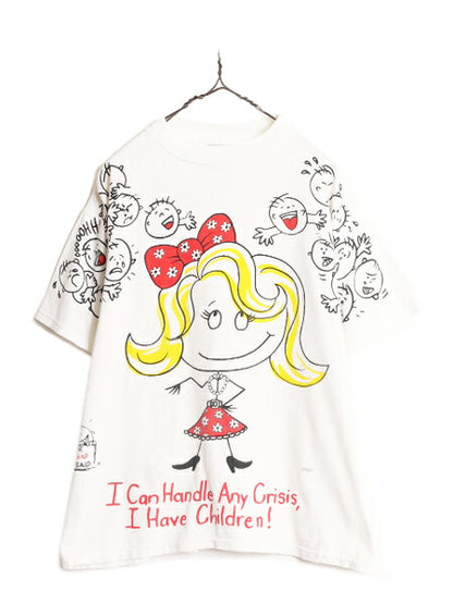 90s FREEZE キャラクター プリント 半袖 Tシャツ メンズ L / 90年代 オールド 当時物 イラスト グラフィック シングルステッチ メッセージ