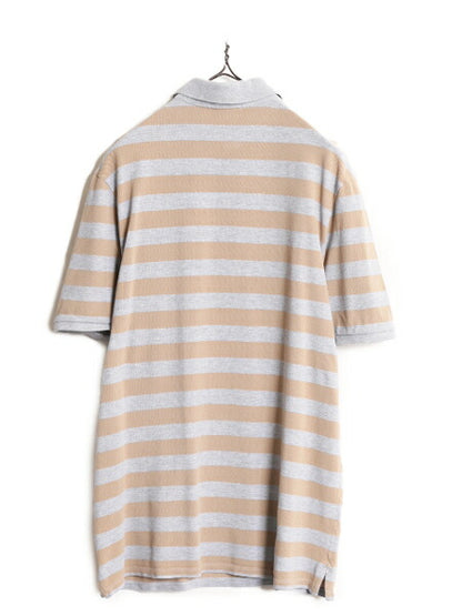 バーバリー ロンドン ボーダー 鹿の子 半袖 ポロシャツ メンズ XL / 古着 Burberry London 半袖シャツ ワンポイント コットン 大きいサイズ