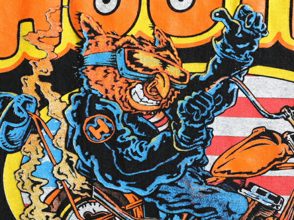 90s 大きいサイズ XXL ■ HOOTERS 両面 プリント 半袖 Tシャツ ( メンズ 2XL ) 90年代 黒 企業 イラスト キャラクター フーターズ ハーレー