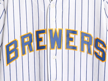 MLB オフィシャル Majestic ブルワーズ ベースボール シャツ メンズ XL 程 ユニフォーム ゲームシャツ メジャーリーグ 半袖シャツ 大リーグ