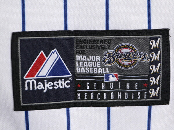 MLB オフィシャル Majestic ブルワーズ ベースボール シャツ メンズ XL 程 ユニフォーム ゲームシャツ メジャーリーグ 半袖シャツ 大リーグ