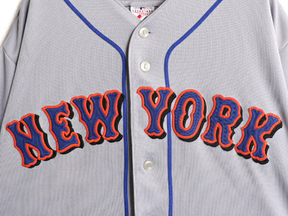 MLB オフィシャル Majestic メッツ ベースボール シャツ メンズ XXL 程 ユニフォーム ゲームシャツ メジャーリーグ 野球 半袖シャツ 重ね着