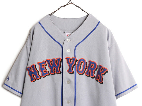 MLB オフィシャル Majestic メッツ ベースボール シャツ メンズ XXL 程 ユニフォーム ゲームシャツ メジャーリーグ 野球 半袖シャツ 重ね着