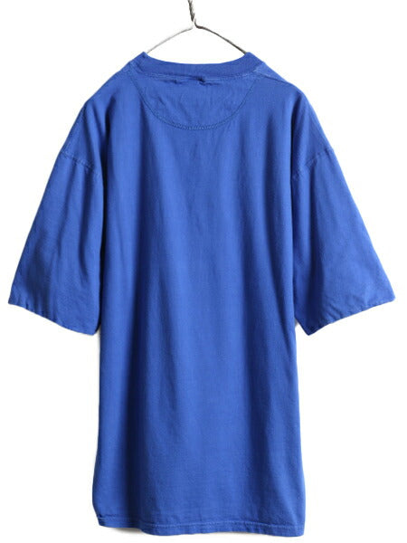 90s USA製 ■ ラッセル 無地 半袖 Tシャツ ( メンズ L ) 古着 90年代 アメリカ製 オールド RUSSELL ヘビーウェイト ブルー ダブルフェイス