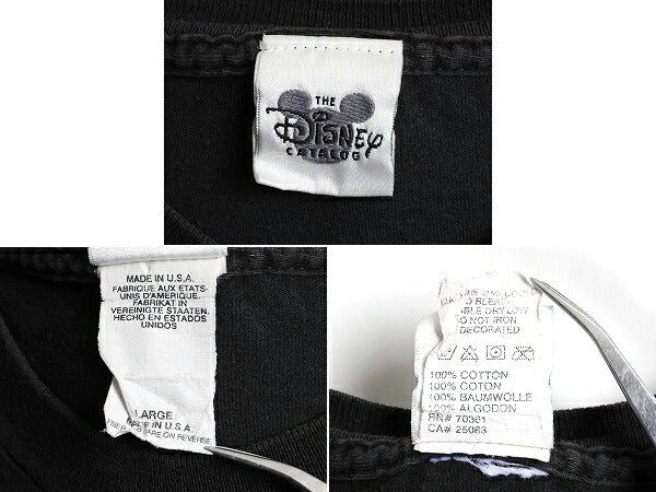 90s USA製 ■ ディズニー オフィシャル グーフィー 両面 プリント 半袖 Tシャツ ( メンズ レディース L ) 90年代 オールド キャラクター 黒
