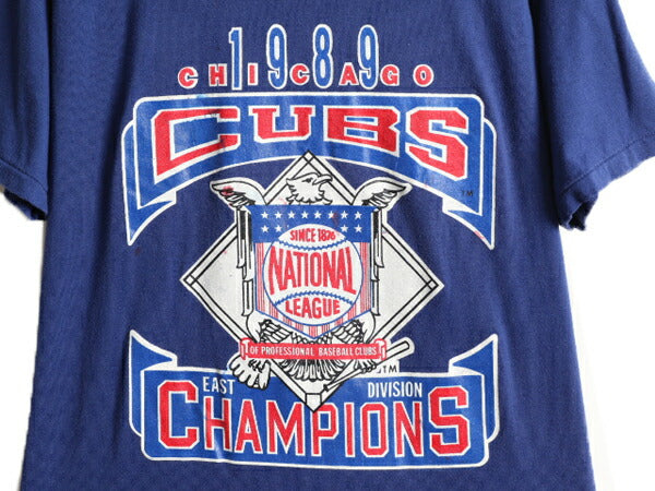 80s USA製 ■ チャンピオン MLB カブス プリント 半袖 Tシャツ メンズ L 小さめ M 程 80年代 ビンテージ Champion メジャーリーグ 大リーグ
