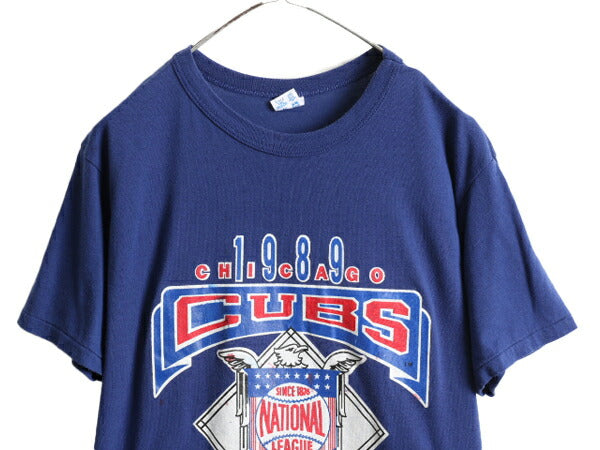 80s USA製 ■ チャンピオン MLB カブス プリント 半袖 Tシャツ メンズ L 小さめ M 程 80年代 ビンテージ Champion メジャーリーグ 大リーグ