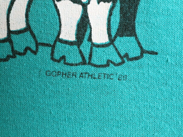 80s USA製 ■ アニマル 牛 両面 プリント 半袖 Tシャツ ( メンズ M 小さめ S 程) 80年代 動物 アート イラスト シングルステッチ グリーン