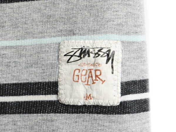 ■ STUSSY ボーダー 半袖 スウェット トレーナー ( メンズ M 小さめ S 程) 古着 ステューシー Tシャツ ラグラン ヘビーウェイト 起毛なし