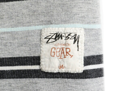 ■ STUSSY ボーダー 半袖 スウェット トレーナー ( メンズ M 小さめ S 程) 古着 ステューシー Tシャツ ラグラン ヘビーウェイト 起毛なし