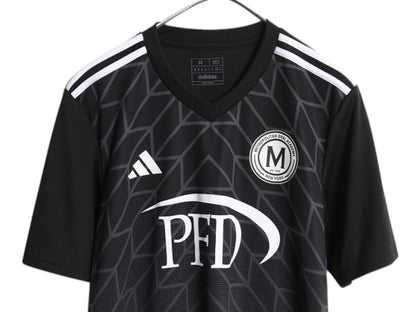 アディダス サッカー ユニフォーム メンズ M / Tシャツ プラクティス トレーニング ジャージ ゲームシャツ ブラック スポーツ ナンバリング