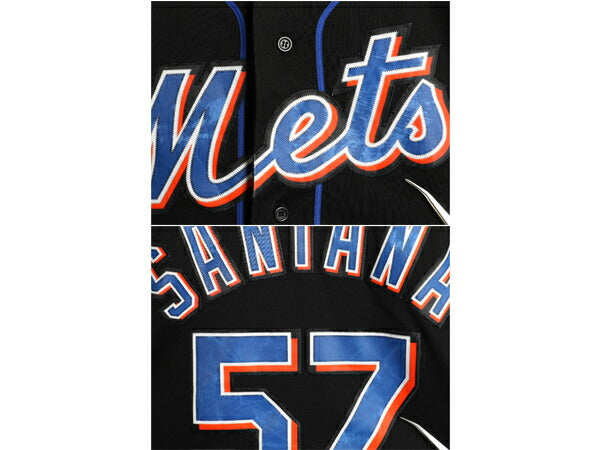 メッツ ベースボール シャツ メンズ M / MLB オフィシャル マジェスティック 大リーグ ユニフォーム ゲームシャツ 半袖シャツ ジャージ 黒