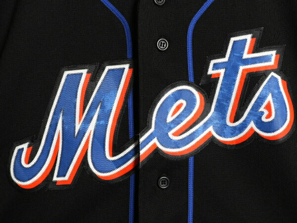 メッツ ベースボール シャツ メンズ M / MLB オフィシャル マジェスティック 大リーグ ユニフォーム ゲームシャツ 半袖シャツ ジャージ 黒