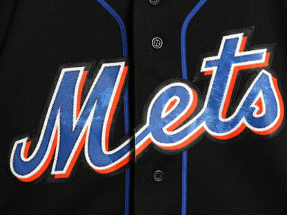 メッツ ベースボール シャツ メンズ M / MLB オフィシャル マジェスティック 大リーグ ユニフォーム ゲームシャツ 半袖シャツ ジャージ 黒