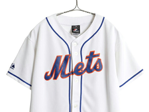 メッツ ベースボール シャツ キッズ XL メンズ M 程/ MLB オフィシャル マジェスティック 大リーグ ユニフォーム ゲームシャツ 半袖シャツ