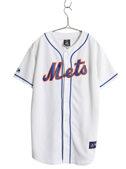 メッツ ベースボール シャツ キッズ XL メンズ M 程/ MLB オフィシャル マジェスティック 大リーグ ユニフォーム ゲームシャツ 半袖シャツ