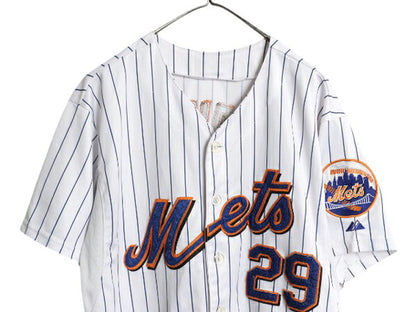 メッツ ベースボール シャツ メンズ XL 程 MLB オフィシャル マジェスティック 大リーグ ユニフォーム ゲームシャツ ジャージ 大きいサイズ