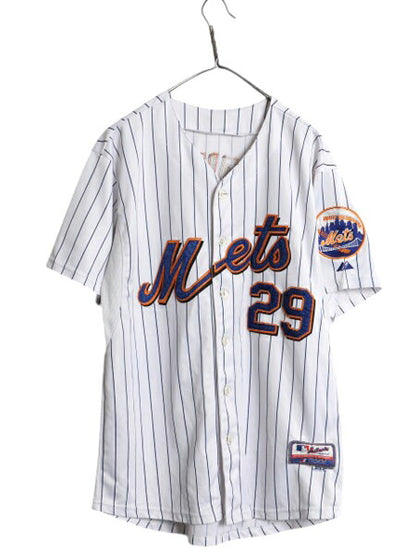 メッツ ベースボール シャツ メンズ XL 程 MLB オフィシャル マジェスティック 大リーグ ユニフォーム ゲームシャツ ジャージ 大きいサイズ