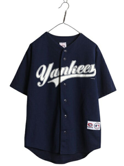 00s ヤンキース ベースボール シャツ メンズ M / オールド MLB オフィシャル トゥルーファン 大リーグ ユニフォーム ゲームシャツ ジャージ