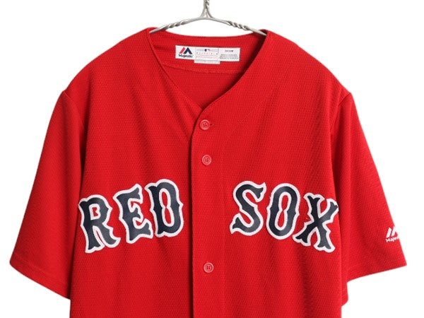 レッドソックス ベースボール シャツ メンズ S / MLB オフィシャル マジェスティック 大リーグ ユニフォーム ゲームシャツ ジャージ 重ね着