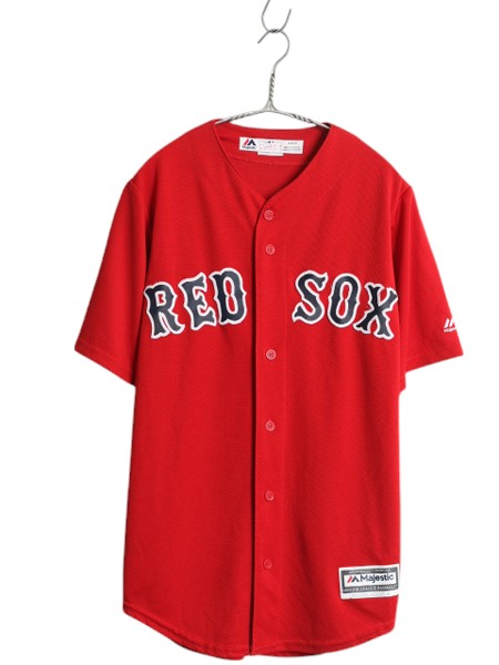 レッドソックス ベースボール シャツ メンズ S / MLB オフィシャル マジェスティック 大リーグ ユニフォーム ゲームシャツ ジャージ 重ね着