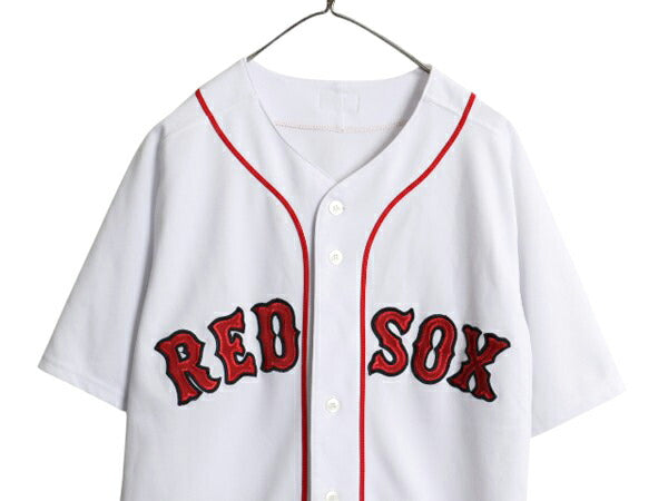 USA製 レッドソックス ベースボール シャツ メンズ L 程 MLB オフィシャル マジェスティック 大リーグ ユニフォーム ゲームシャツ ジャージ