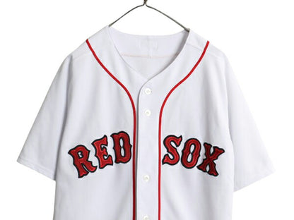 USA製 レッドソックス ベースボール シャツ メンズ L 程 MLB オフィシャル マジェスティック 大リーグ ユニフォーム ゲームシャツ ジャージ