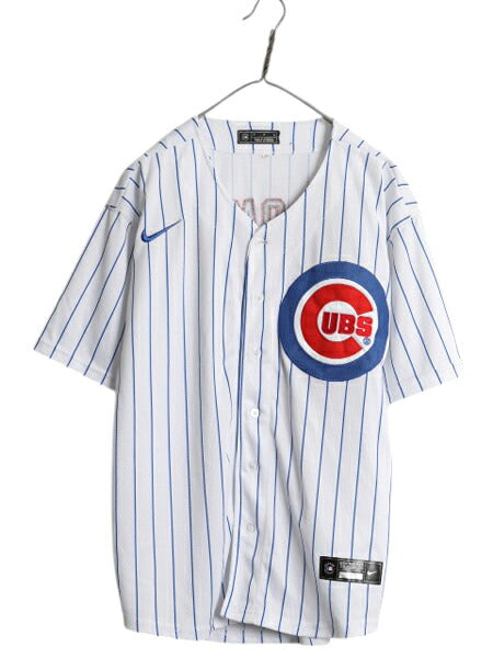 カブス ベースボール シャツ メンズ M / 古着 MLB オフィシャル ナイキ スウッシュ 大リーグ ユニフォーム ゲームシャツ 半袖シャツ 重ね着