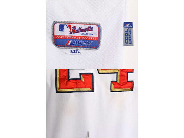 MLB オフィシャル Majestic ナショナルズ ベースボール シャツ メンズ L 古着 ユニフォーム ゲームシャツ メジャーリーグ 半袖シャツ 野球