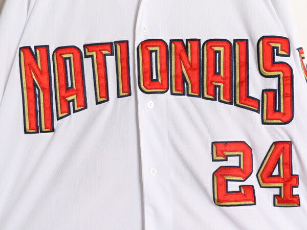 MLB オフィシャル Majestic ナショナルズ ベースボール シャツ メンズ L 古着 ユニフォーム ゲームシャツ メジャーリーグ 半袖シャツ 野球