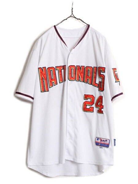 MLB オフィシャル Majestic ナショナルズ ベースボール シャツ メンズ L 古着 ユニフォーム ゲームシャツ メジャーリーグ 半袖シャツ 野球