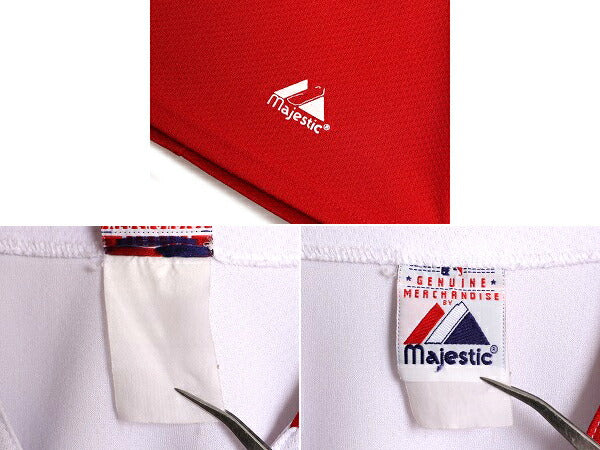 MLB オフィシャル Majestic フィリーズ ベースボール シャツ メンズ L 程/ ユニフォーム ゲームシャツ メジャーリーグ 半袖シャツ 大リーグ