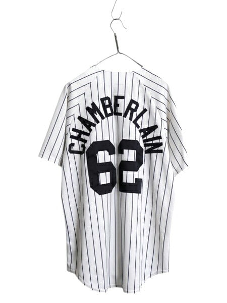 USA製 ヤンキース ベースボール シャツ メンズ L / 古着 MLB オフィシャル マジェスティック 大リーグ ユニフォーム ゲームシャツ ジャージ