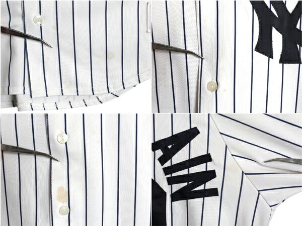 USA製 ヤンキース ベースボール シャツ メンズ L / 古着 MLB オフィシャル マジェスティック 大リーグ ユニフォーム ゲームシャツ ジャージ
