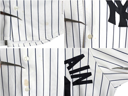 USA製 ヤンキース ベースボール シャツ メンズ L / 古着 MLB オフィシャル マジェスティック 大リーグ ユニフォーム ゲームシャツ ジャージ