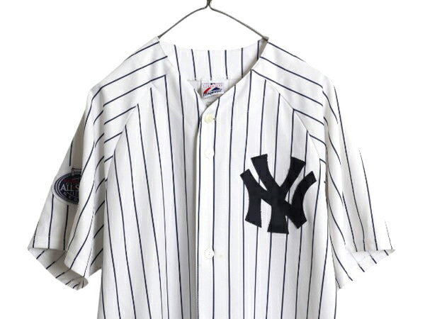 USA製 ヤンキース ベースボール シャツ メンズ L / 古着 MLB オフィシャル マジェスティック 大リーグ ユニフォーム ゲームシャツ ジャージ