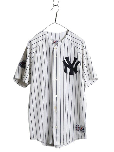 USA製 ヤンキース ベースボール シャツ メンズ L / 古着 MLB オフィシャル マジェスティック 大リーグ ユニフォーム ゲームシャツ ジャージ