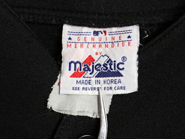 メッツ ベースボール シャツ メンズ XL 程/ MLB オフィシャル マジェスティック 大リーグ ユニフォーム ゲームシャツ 半袖シャツ ブラック