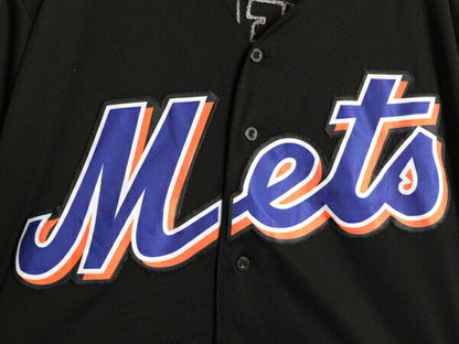メッツ ベースボール シャツ メンズ L 古着 MLB オフィシャル ナイキ 大リーグ ユニフォーム ゲームシャツ ジャージ 半袖シャツ 重ね着 黒