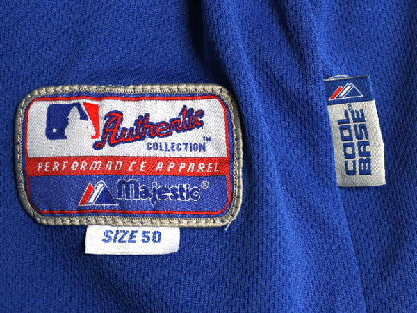 メッツ ベースボール シャツ メンズ XL 程/ 古着 MLB オフィシャル マジェスティック 大リーグ ユニフォーム ゲームシャツ 重ね着 ジャージ