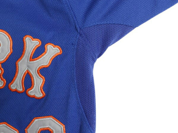 メッツ ベースボール シャツ メンズ XL 程/ 古着 MLB オフィシャル マジェスティック 大リーグ ユニフォーム ゲームシャツ 重ね着 ジャージ