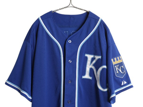 USA製 ロイヤルズ ベースボール シャツ メンズ XXL 程 MLB オフィシャル マジェスティック 大リーグ ユニフォーム 半袖シャツ 大きいサイズ