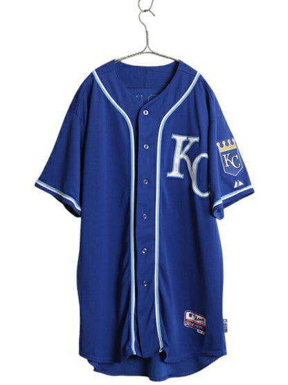 USA製 ロイヤルズ ベースボール シャツ メンズ XXL 程 MLB オフィシャル マジェスティック 大リーグ ユニフォーム 半袖シャツ 大きいサイズ