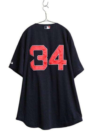 レッドソックス ベースボール シャツ メンズ XXL 程 MLB オフィシャル マジェスティック 大リーグ ユニフォーム ゲームシャツ 大きいサイズ