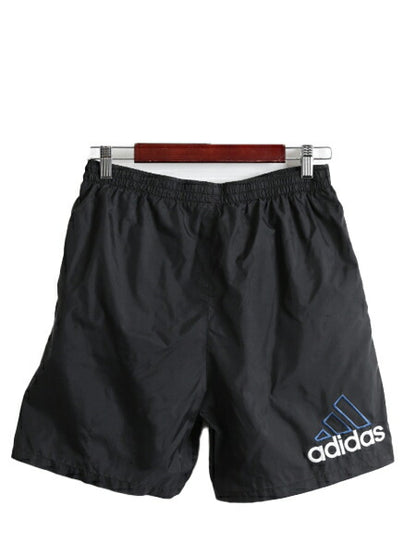 90s ボーイズ XL メンズ M 程■ アディダス ナイロン ショートパンツ 古着 90年代 オールド ADIDAS スイム ショーツ 短パン ライナー付 黒