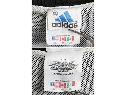 90s ボーイズ XL メンズ M 程■ アディダス ナイロン ショートパンツ 古着 90年代 オールド ADIDAS スイム ショーツ 短パン ライナー付 黒