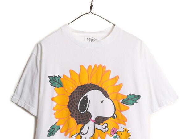 90s スヌーピー プリント 半袖 Tシャツ メンズ レディース L 古着 90年代 オールド ピーナッツ オフィシャル キャラクター ヘビーウェイト