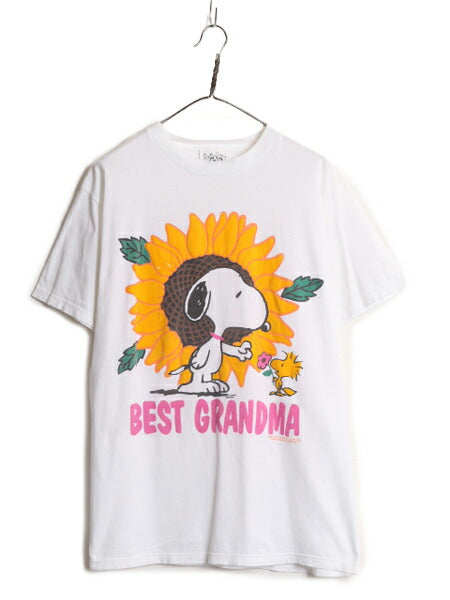 90s スヌーピー プリント 半袖 Tシャツ メンズ レディース L 古着 90年代 オールド ピーナッツ オフィシャル キャラクター ヘビーウェイト